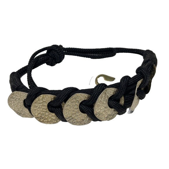 Vintage Belt 980's Metal and Rope Decorative Size Small Black Gold - Picture 1 of 4